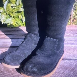 UGG Black Suede Boots with Brown Soles